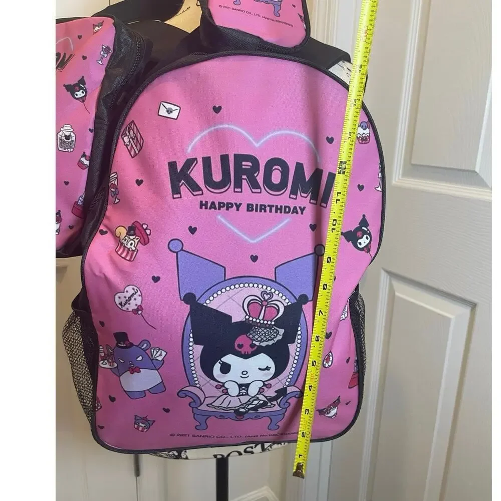 Sanrio Kuromi 3 Pieces  laptop backpack set crossbody bag/pencil bag kawaii Core